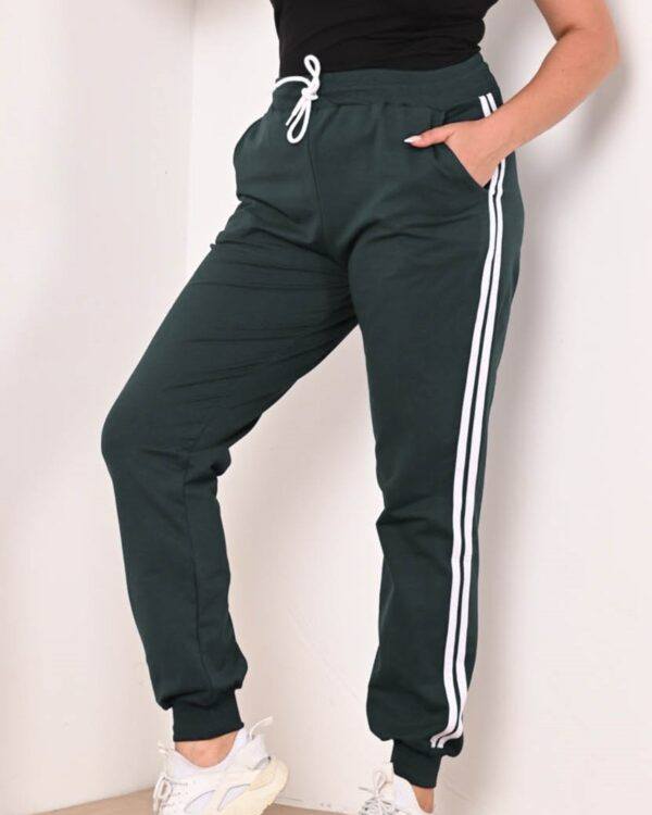 Pantalon dama marimi mari de trening 2 dungi 6008-22