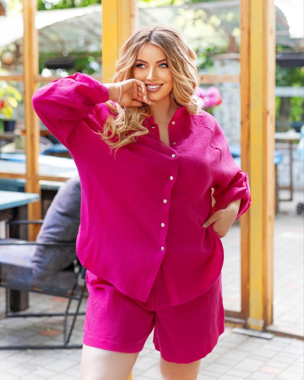 Set dama marimi mari pantaloni scurti cu camasa 8121 -24