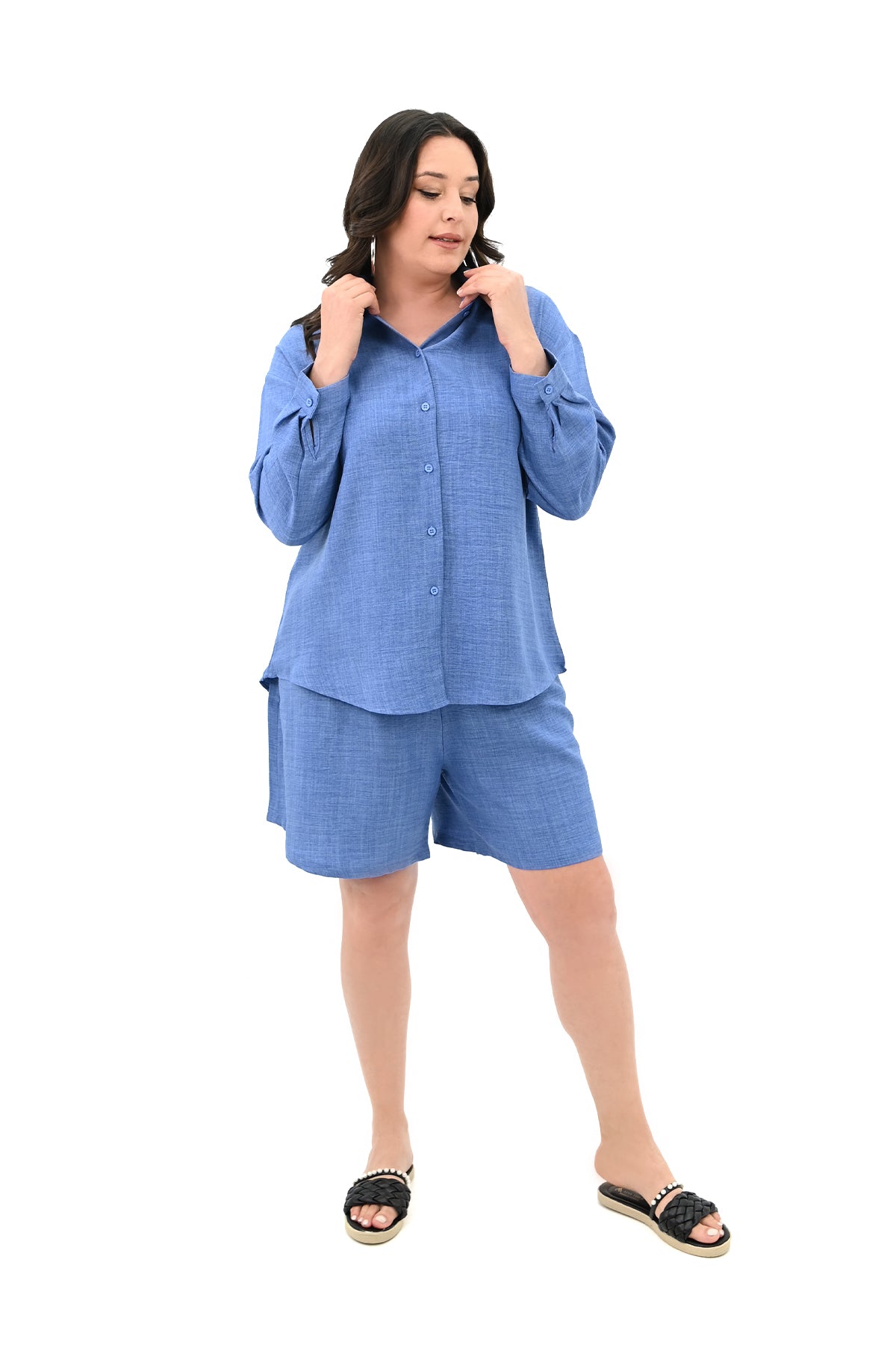 Set dama marimi mari pantaloni scurti cu camasa 8121 -24