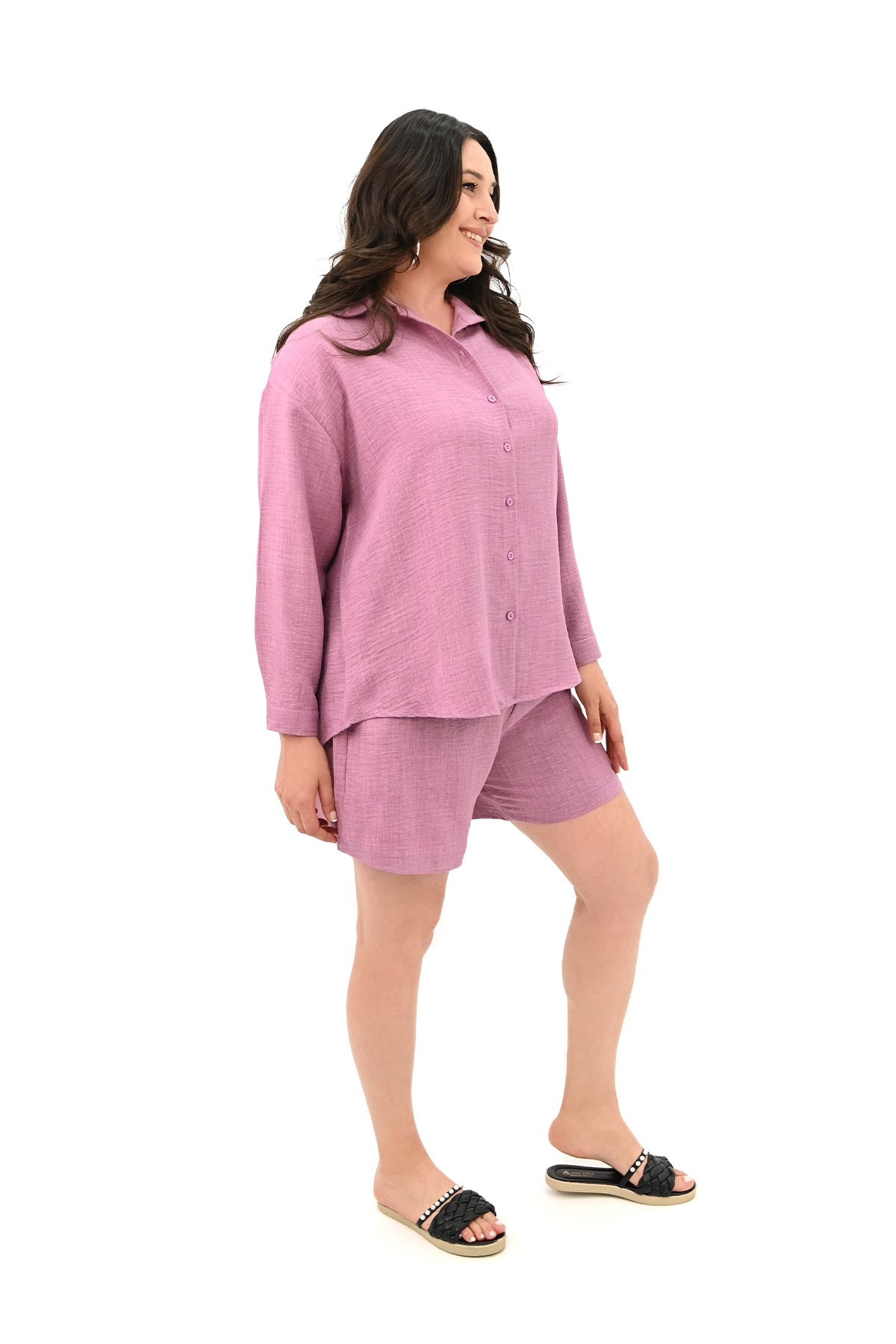 Set dama marimi mari pantaloni scurti cu camasa 8121 -24