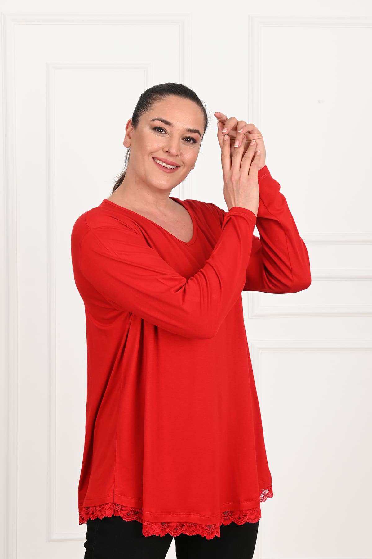 Bluza dama marimi dantela 1386-23