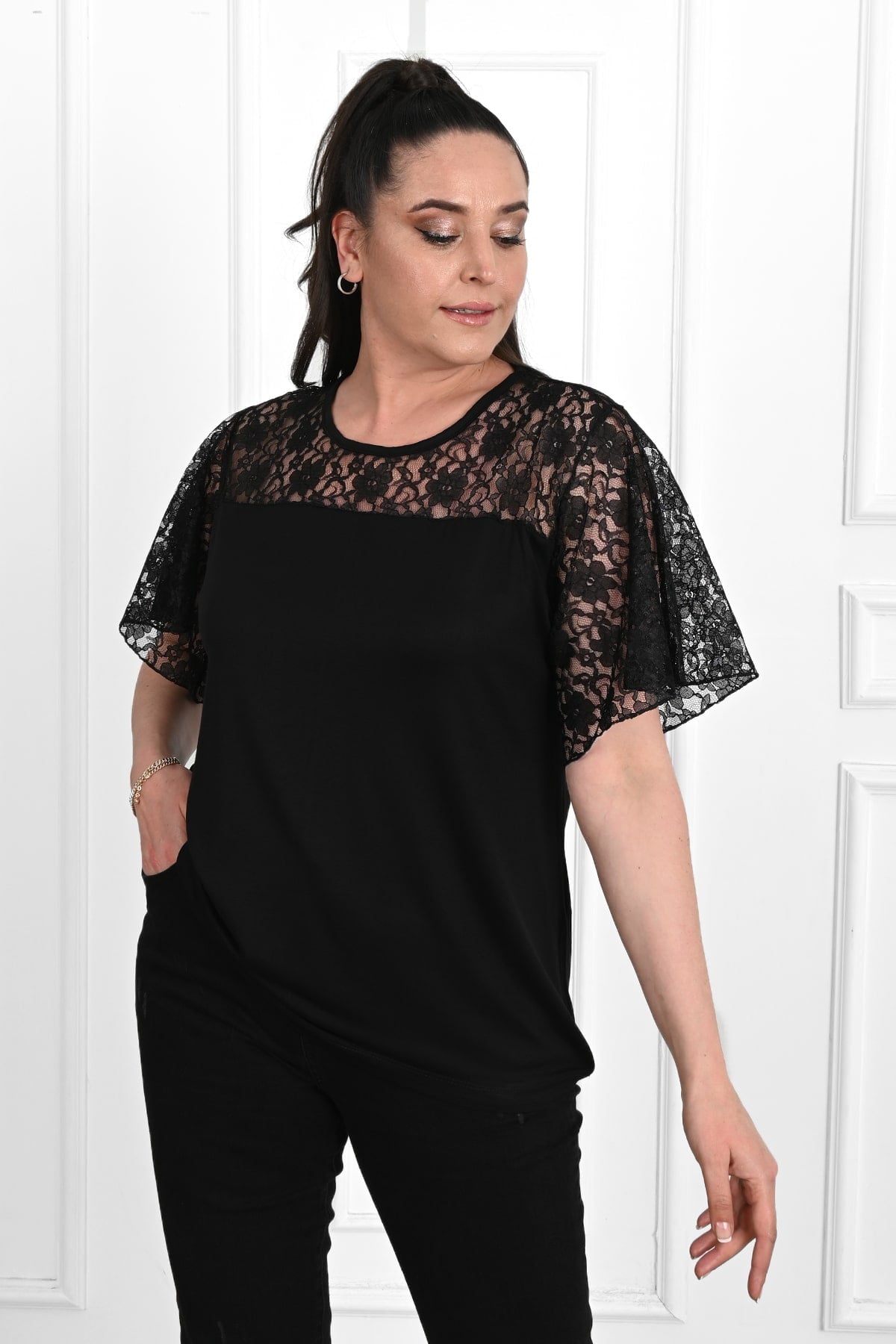 Tricou dama marimi mari cu dantela 1428-23