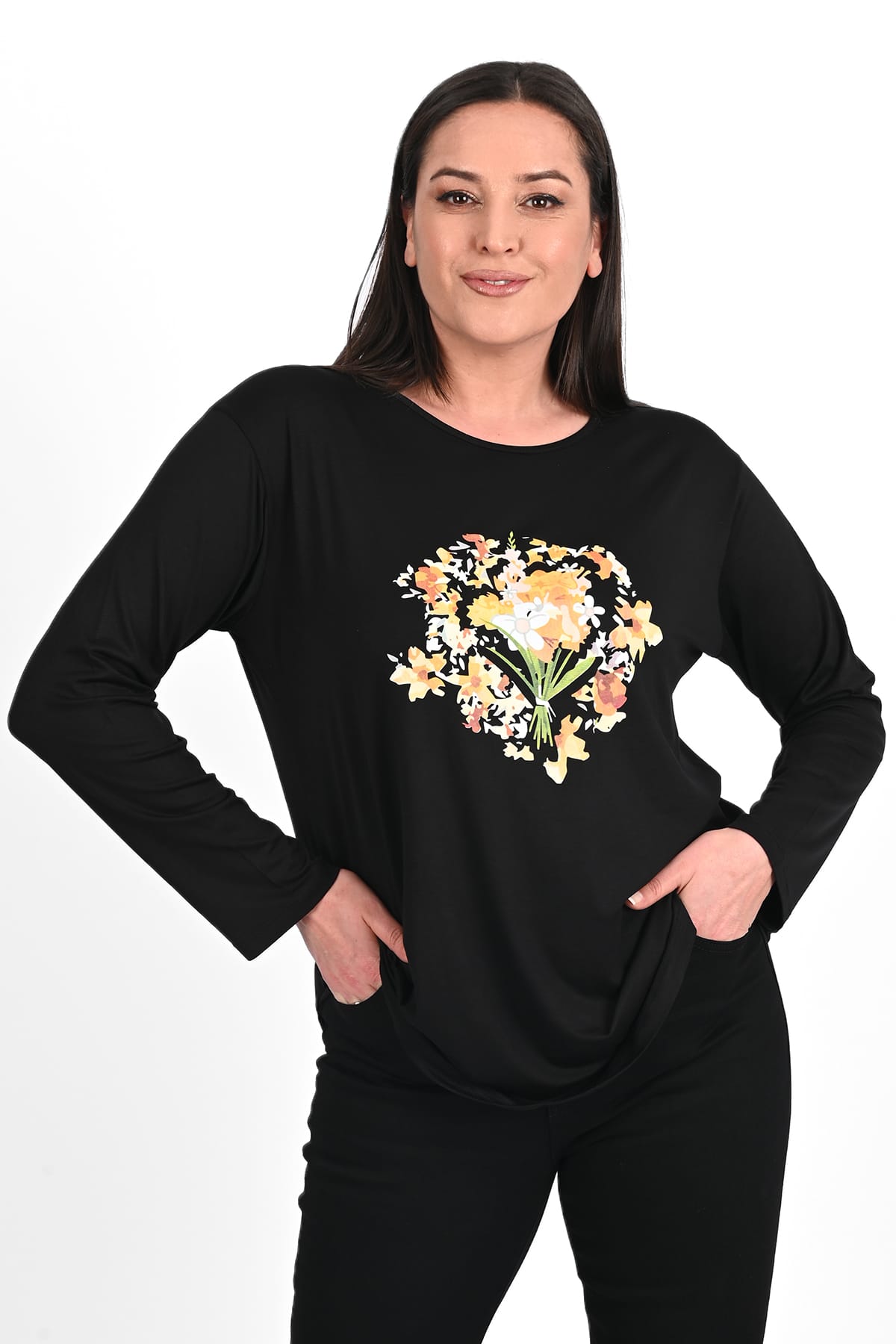 Bluze dama marimi mari, Bluza dama marimi mari Bouquet 1431-23, bigsize.ro