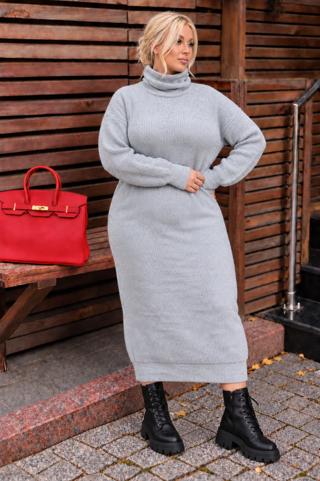 Rochie tricotata dama marimi mari 2018