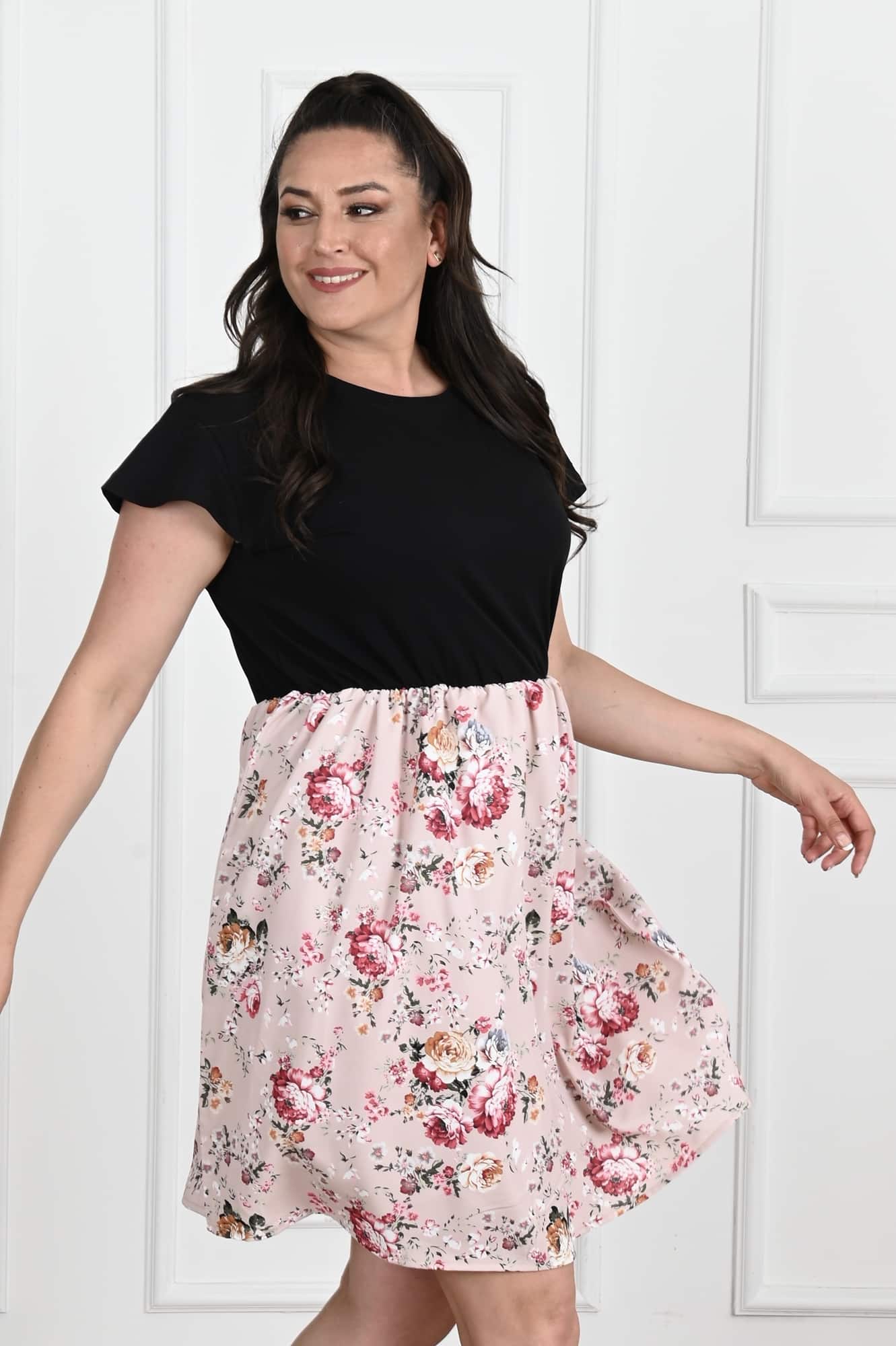 Rochie dama marimi mari imprimeu floral 5091-22