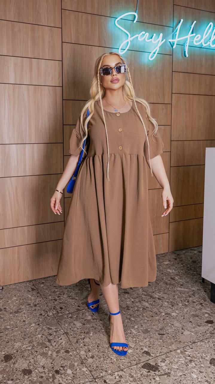 Rochie dama marimi mari cu nasturi si buzunare aplicate 5241-24