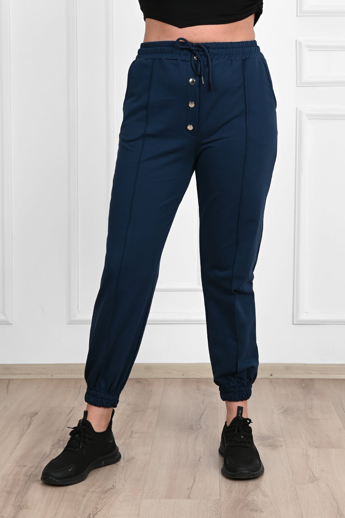 Pantaloni dama marimi mari cu elastic in talie, Pantalon dama marimi mari de trening 6055-23, bigsize.ro