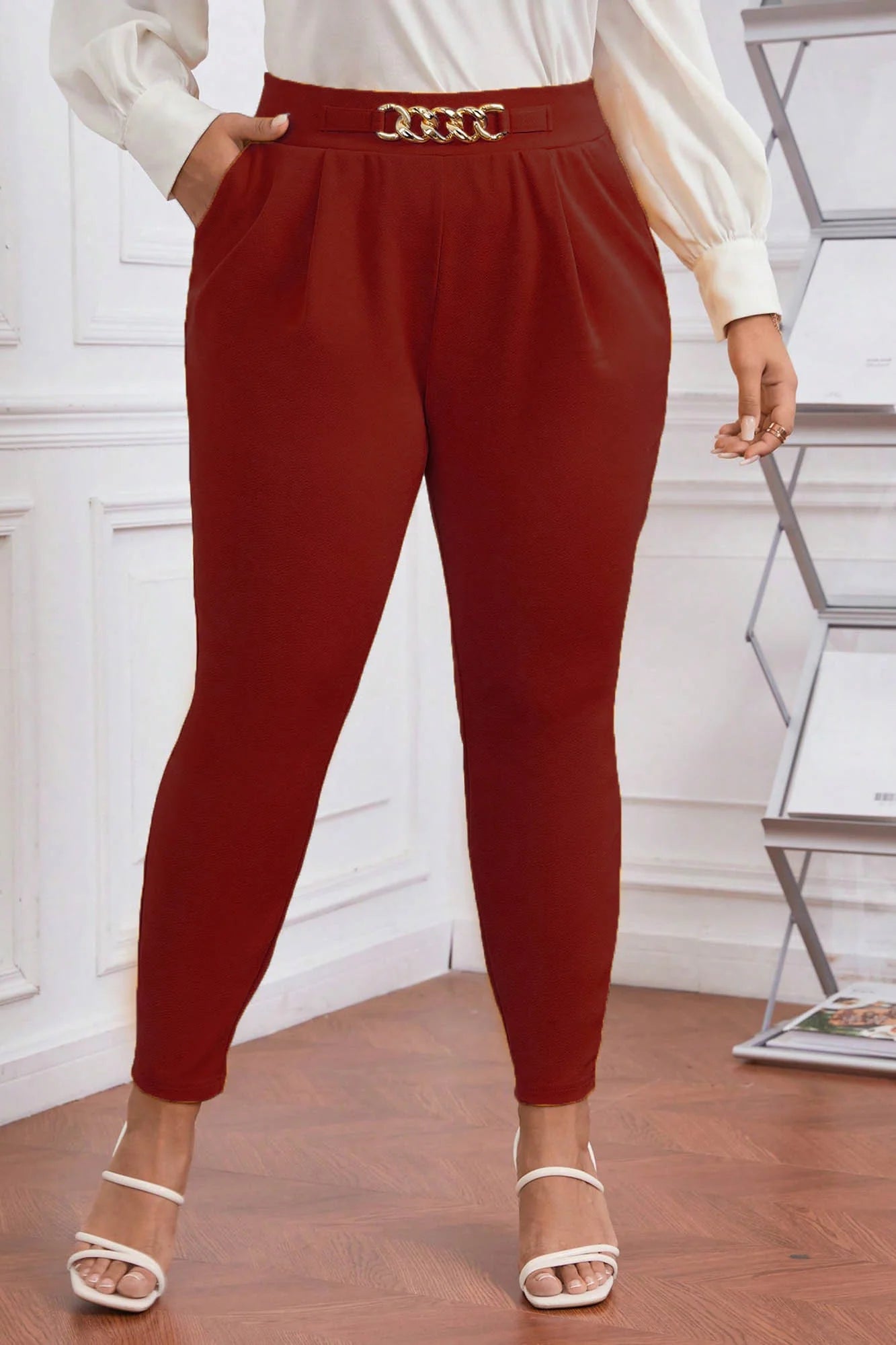 Pantaloni dama marimi mari cu catarama 6237