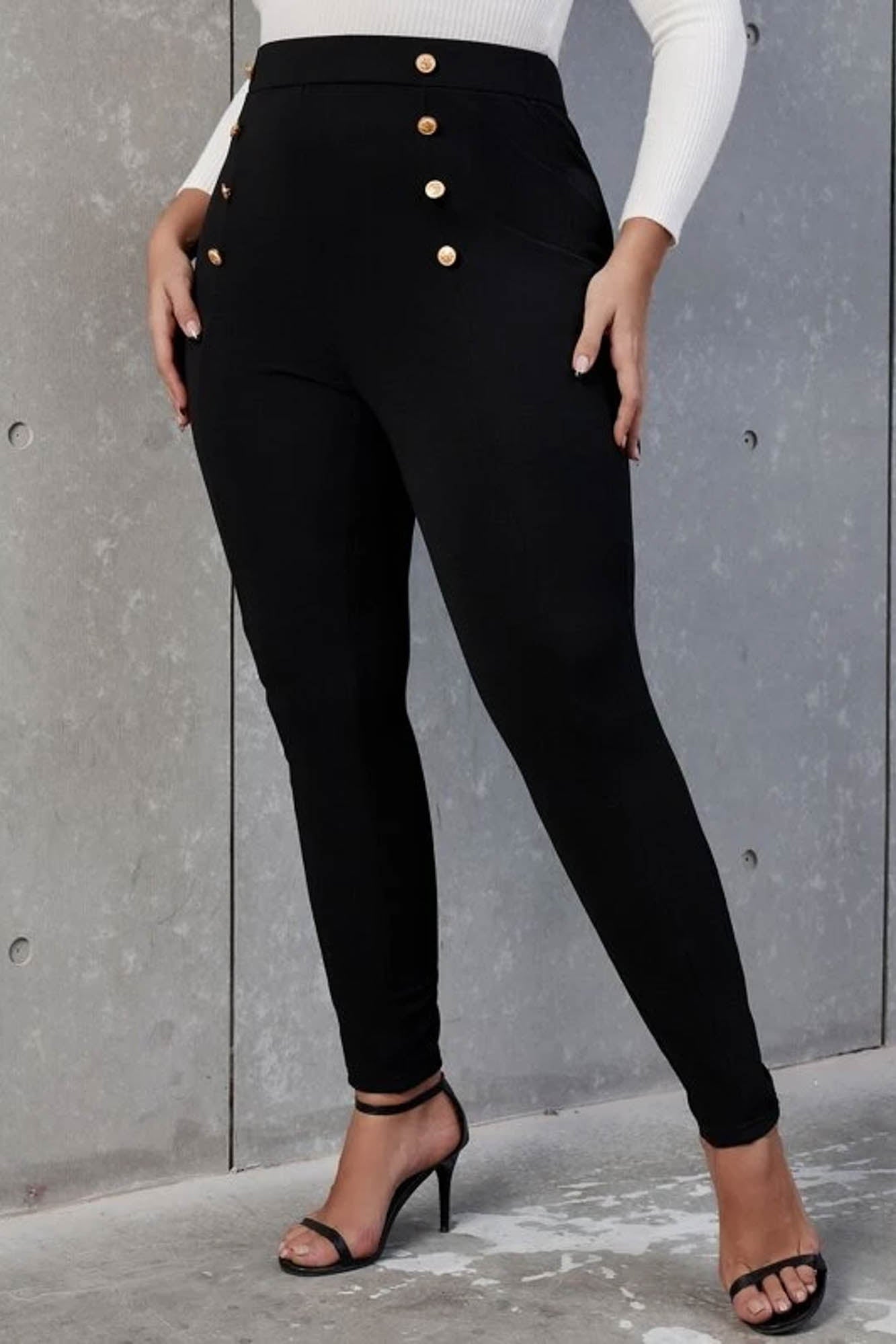 Pantaloni dama marimi mari cu nasturi 6246