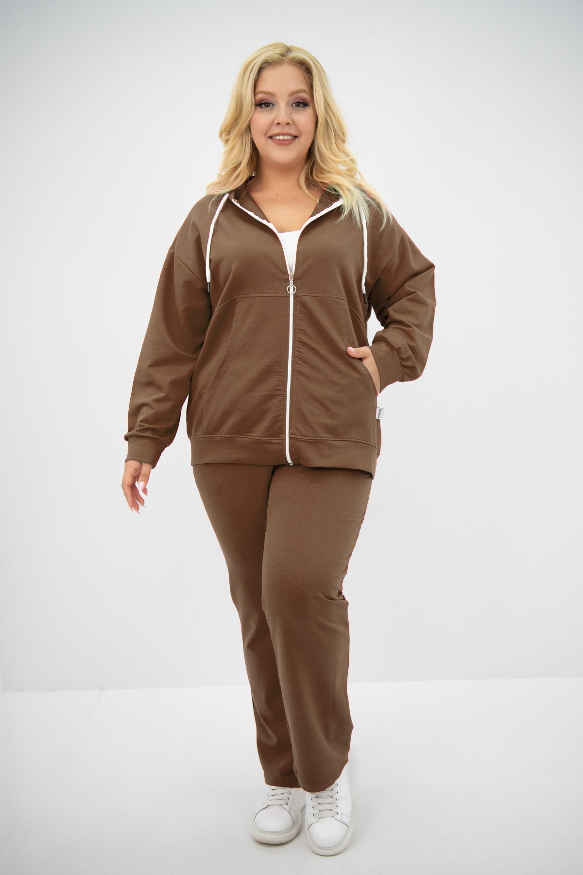 Best Sellers, Trening dama marimi mari cu fermoar si gluga 8139, bigsize.ro