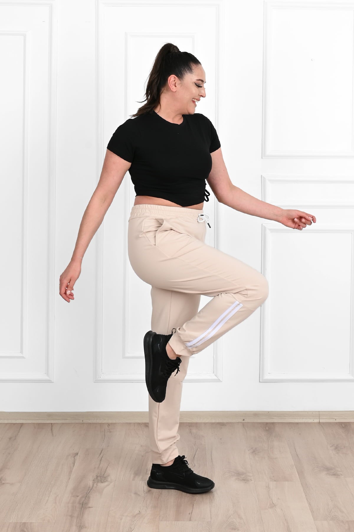 Pantalon dama marimi mari de trening cu dungi 9046