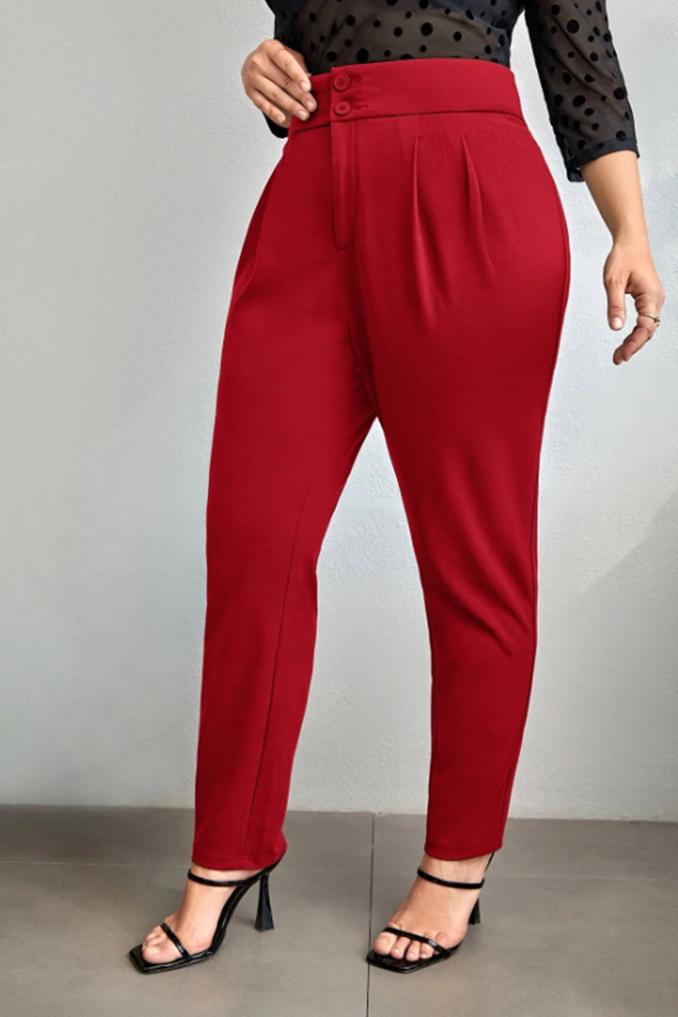 Pantaloni dama marimi mari, Pantaloni dama marimi mari cu nasturi PTS002, bigsize.ro