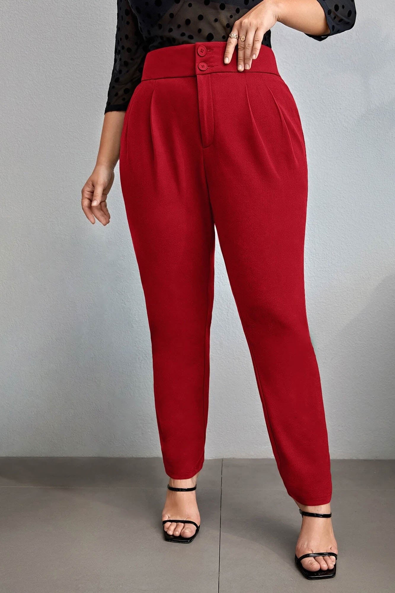 Pantaloni dama marimi mari cu nasturi PTS002