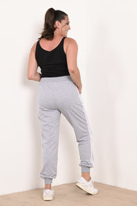 Pantalon dama marimi mari de trening 2 dungi 6008-22